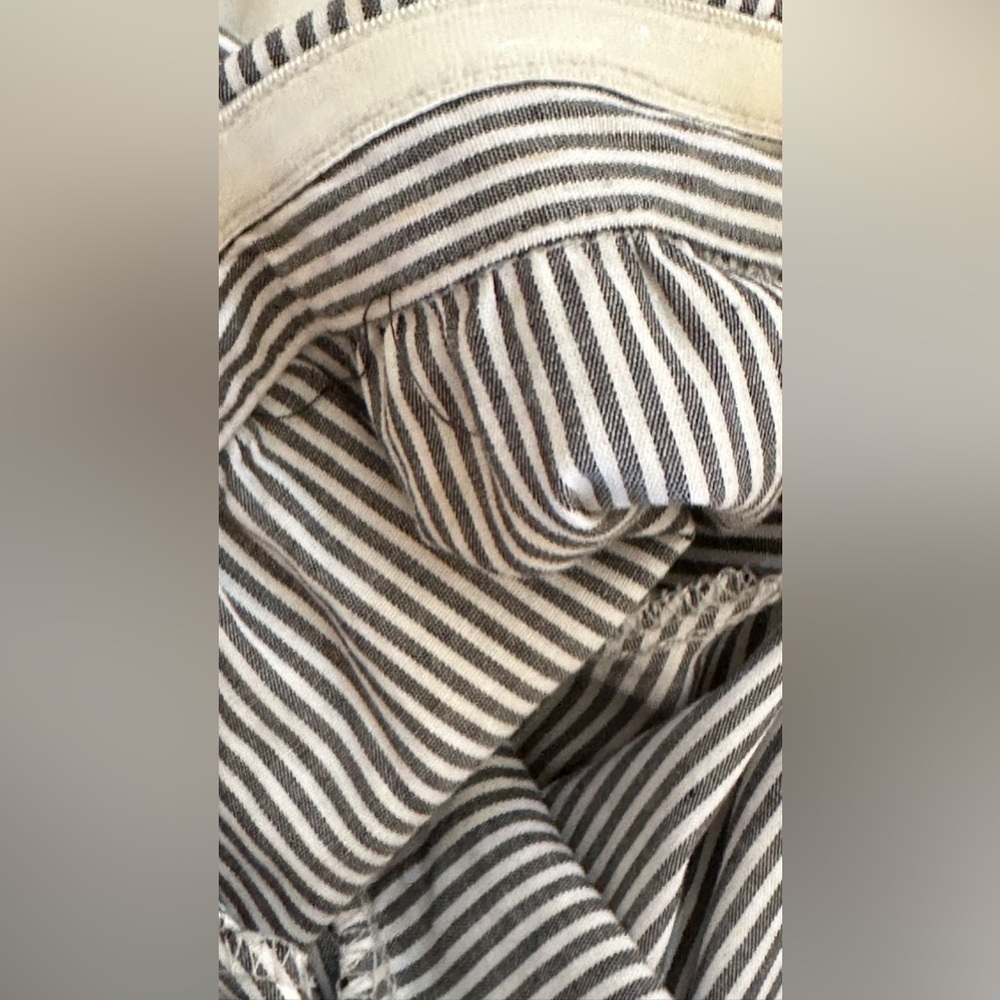 Socialite Blue and White Cotton Striped Off the Shoulder Blouse, Size Small - Picture 8 of 8